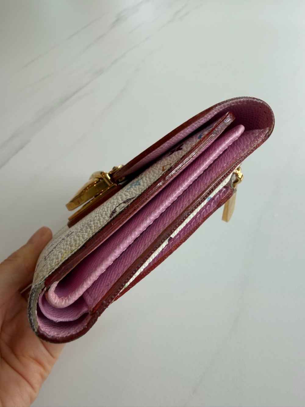 Louis Vuitton White Multicolor Monogram Compact Wallet with Gold Hardware - Picture 7 of 7